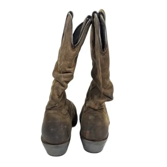 Durango Women's Shoes Tan 11" Slouch Boots Leather Cowgirl RD542 Size 7